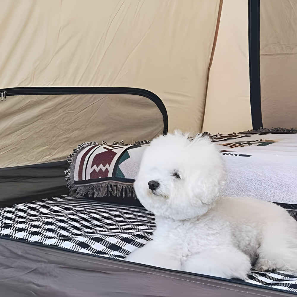 Vattentät Picknickfilt 200x200 cm – Vikbar strandfilt med bärhandtag, rutig, tvättbar