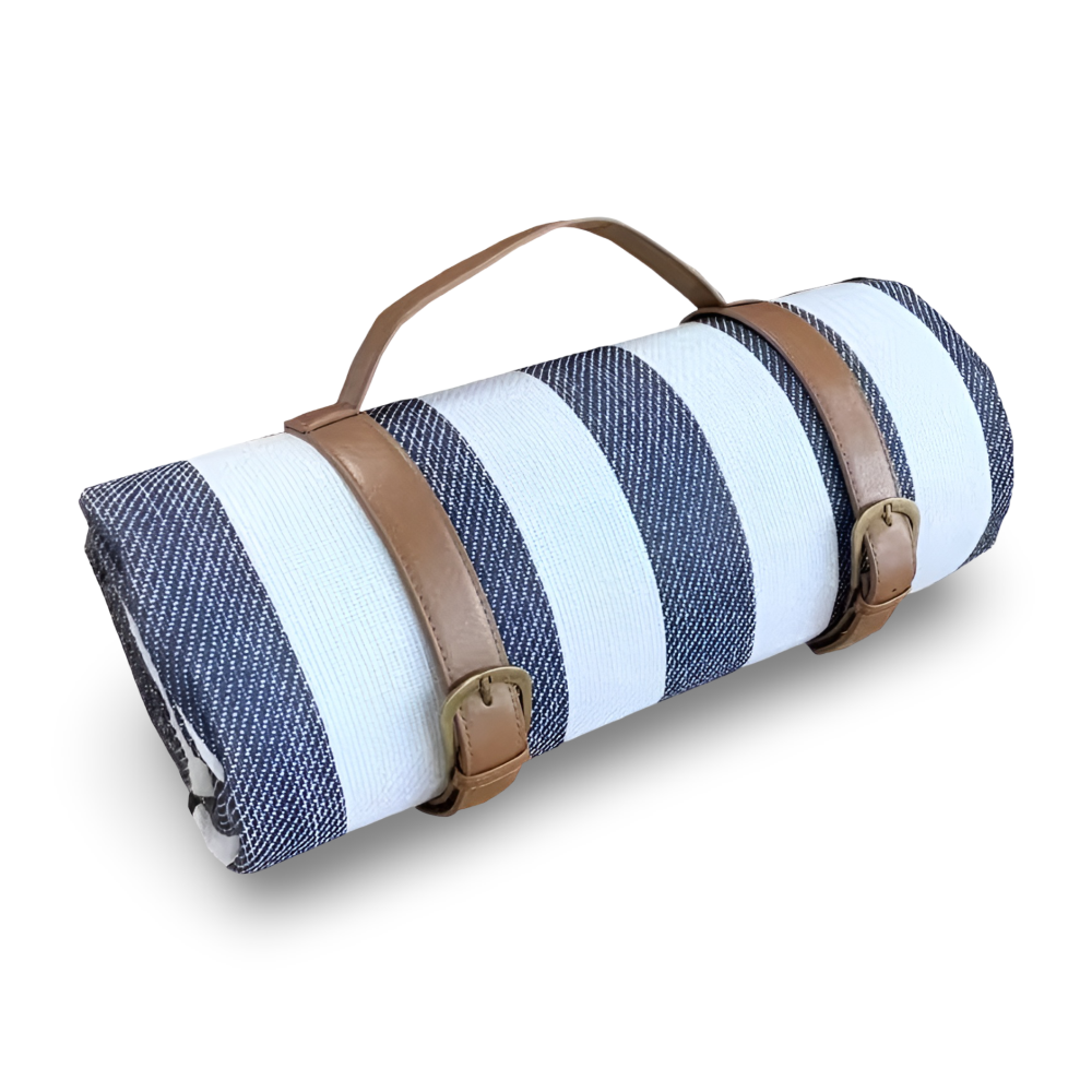 Vattentät Picknickfilt 200x200 cm – Vikbar strandfilt med bärhandtag, rutig, tvättbar