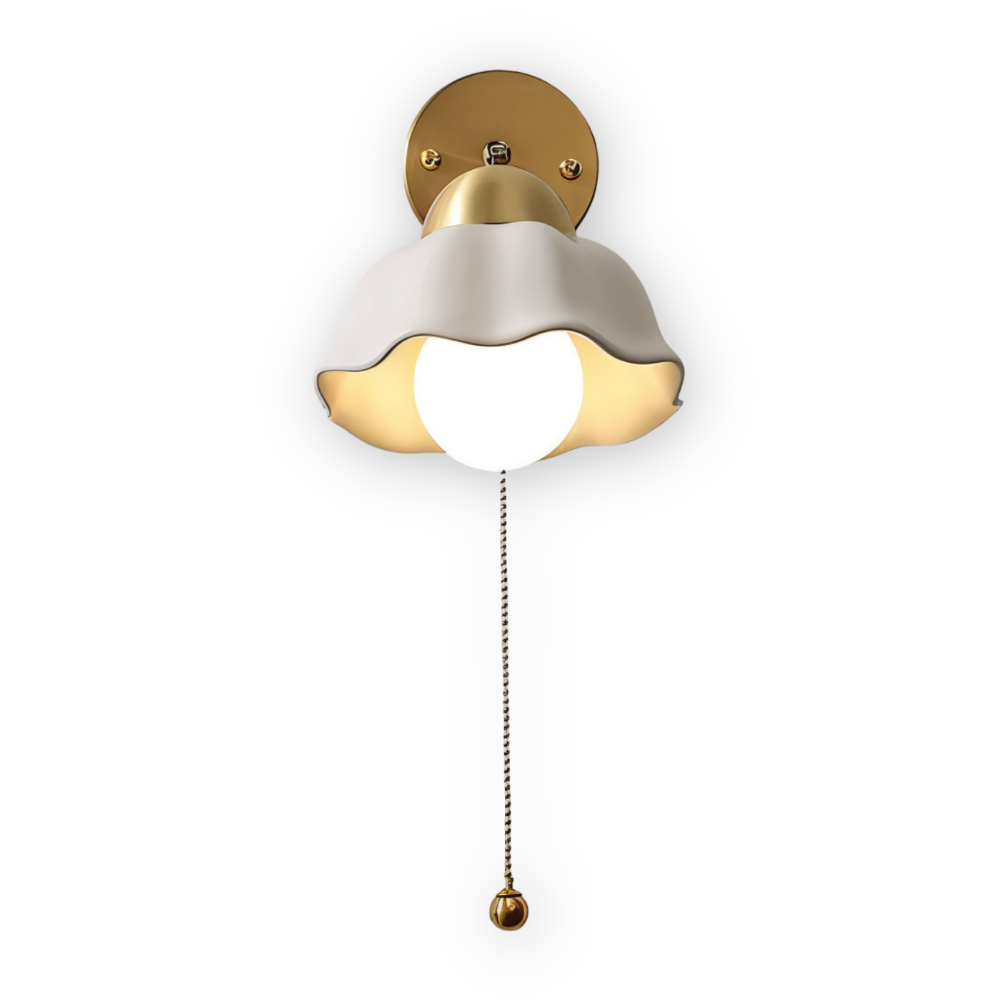 Vit Bloom Vägglampa - Klassisk Fransk Nattduksbord Vägglampa - Blomdesign Vägglampa - Inomhus LED Vägglampor