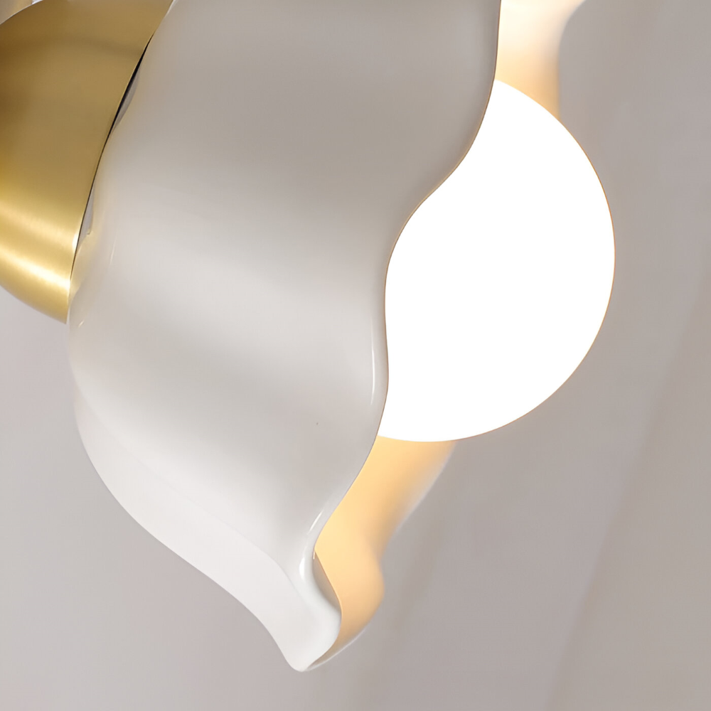 Vit Bloom Vägglampa - Klassisk Fransk Nattduksbord Vägglampa - Blomdesign Vägglampa - Inomhus LED Vägglampor