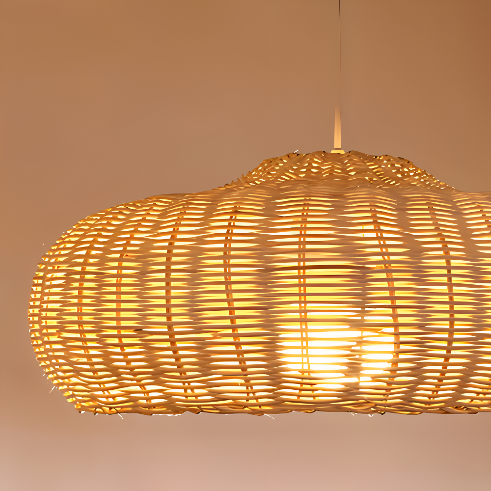 WickerCraft Pendellampa - Vintage Handgjord Rattan Hänglampa