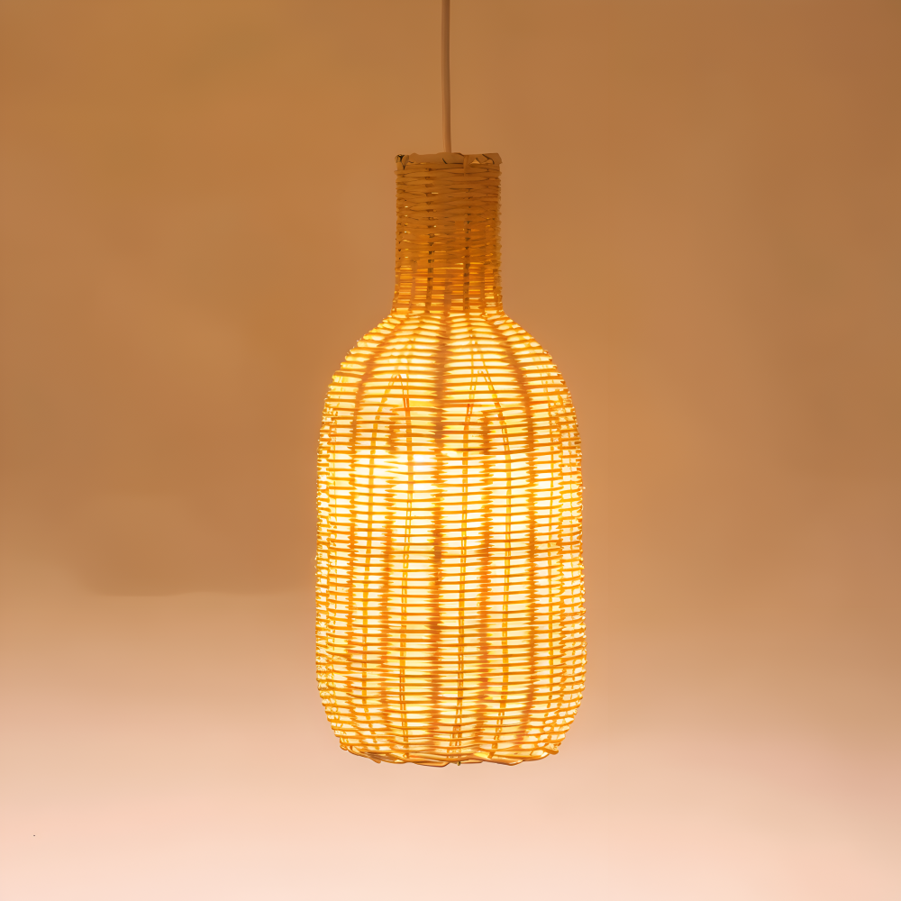 WickerCraft Pendellampa - Vintage Handgjord Rattan Hänglampa