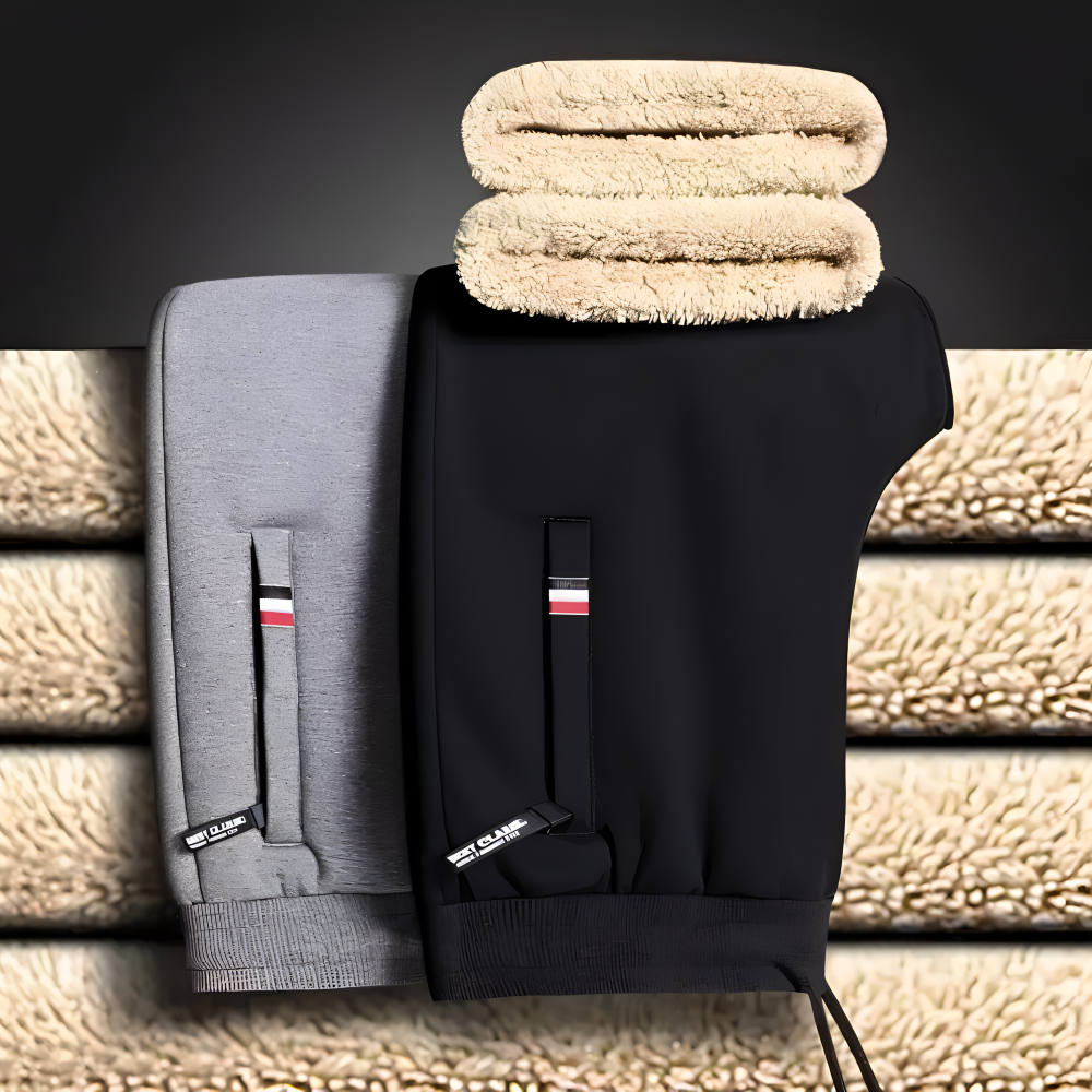 Ullfodrad Fleece Legging - Herr Sweatpants med Snörning och Fickor