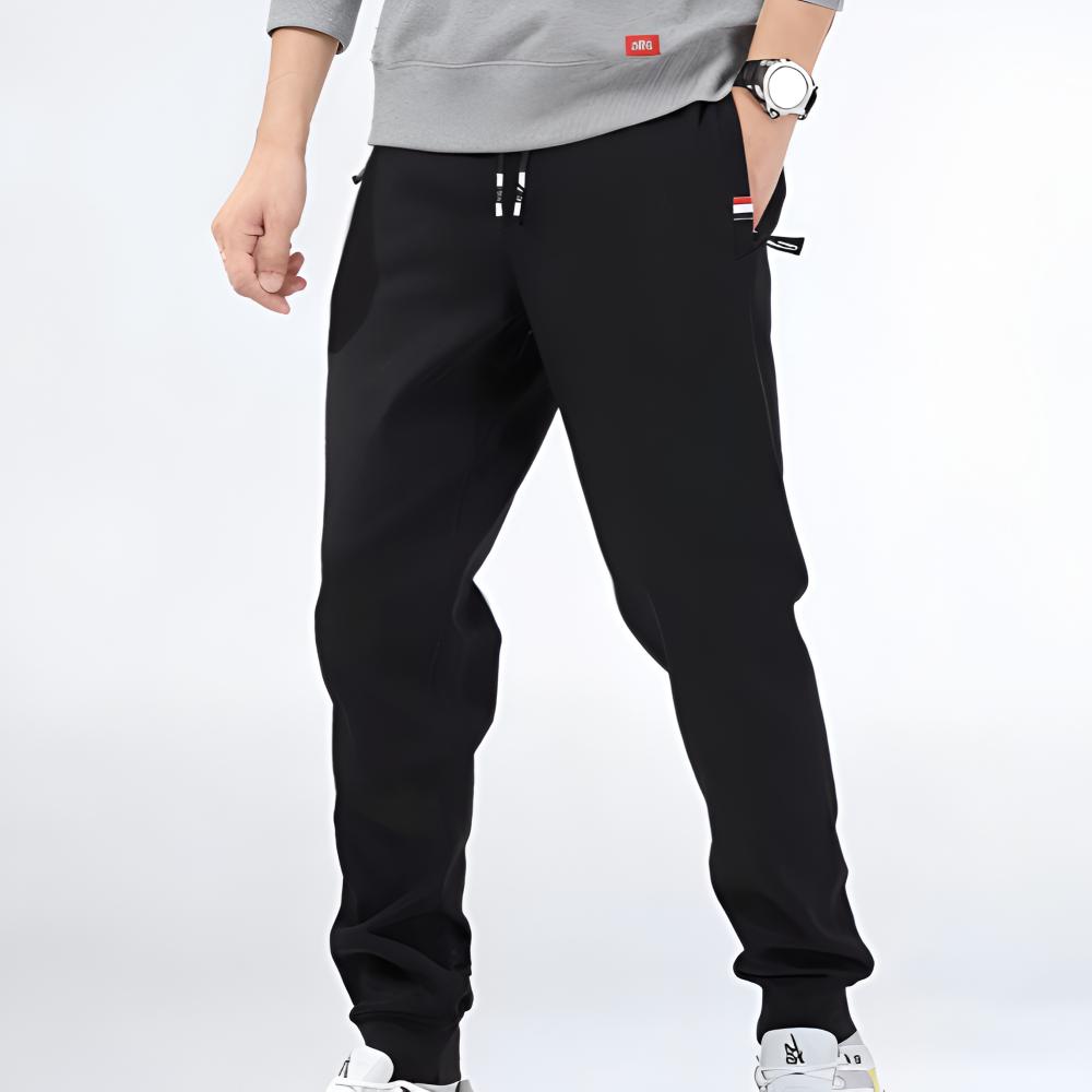 Ullfodrad Fleece Legging - Herr Sweatpants med Snörning och Fickor