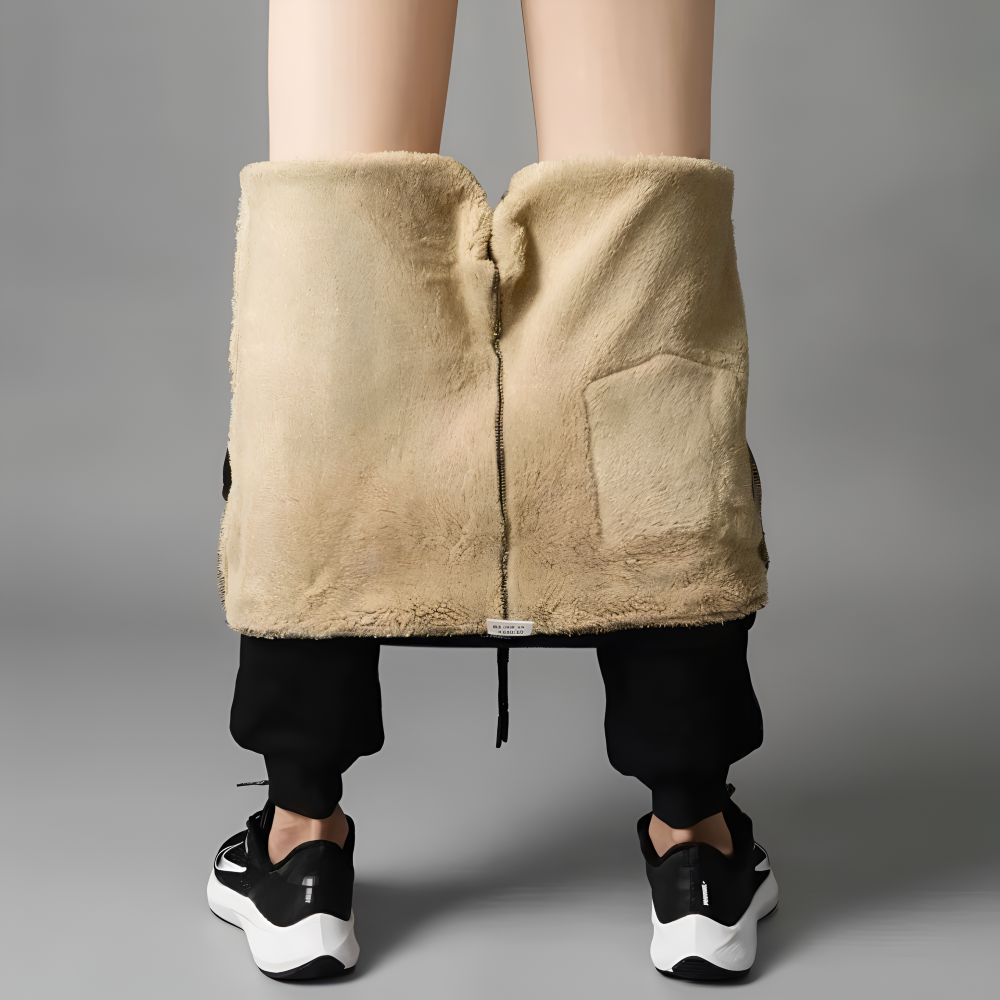 Ullfodrad Fleece Legging - Herr Sweatpants med Snörning och Fickor