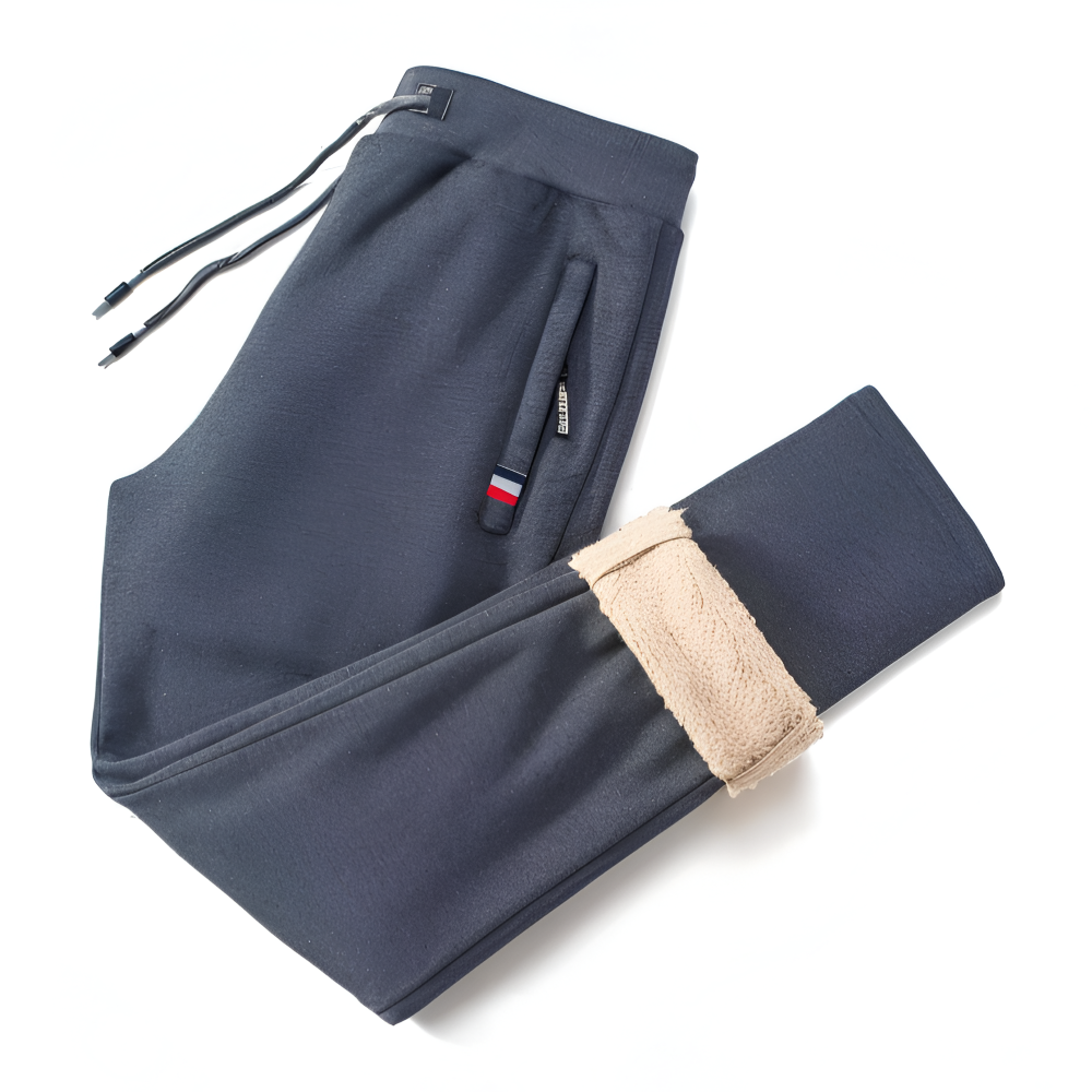Ullfodrad Fleece Legging - Herr Sweatpants med Snörning och Fickor
