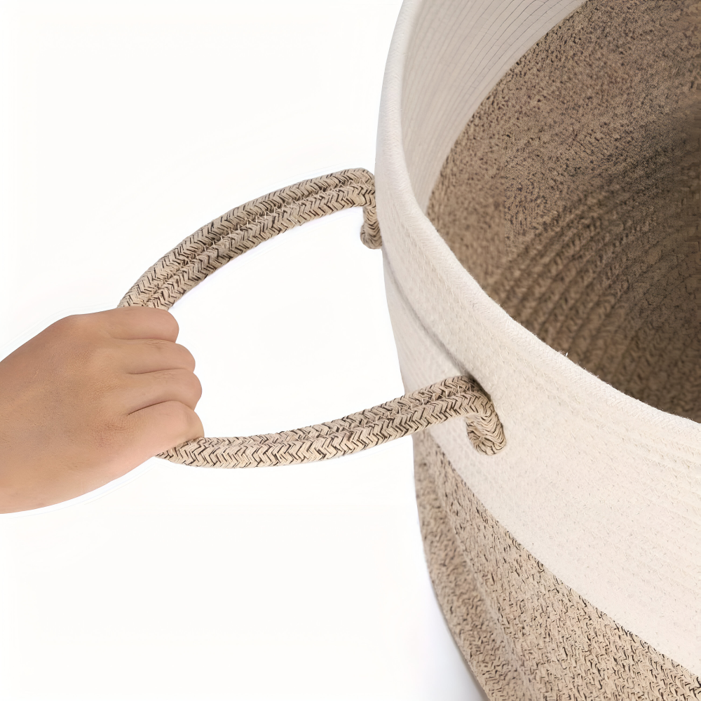 Flätad Förvaringskorg XL (51x34cm) – Tvättkorg & Leksakslåda, Brun/Grå