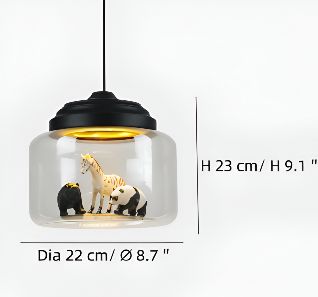Zoo Glas Pendellampa - Dekorativ Nordisk Tecknad Djur LED Hänglampa