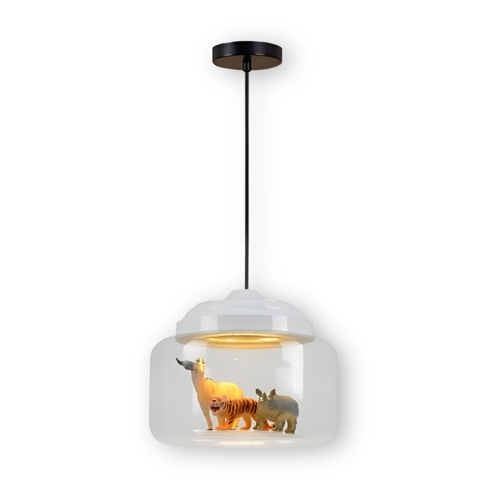 Zoo Glas Pendellampa - Dekorativ Nordisk Tecknad Djur LED Hänglampa
