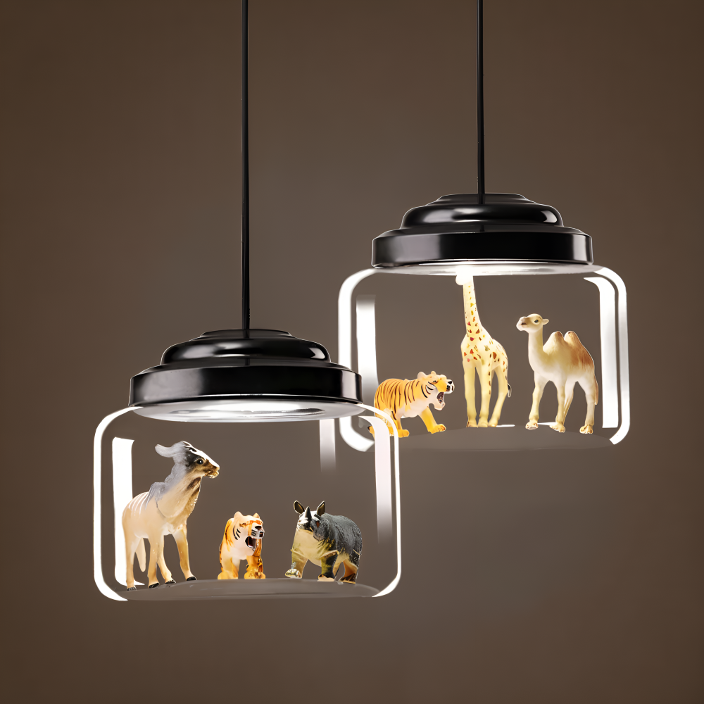 Zoo Glas Pendellampa - Dekorativ Nordisk Tecknad Djur LED Hänglampa