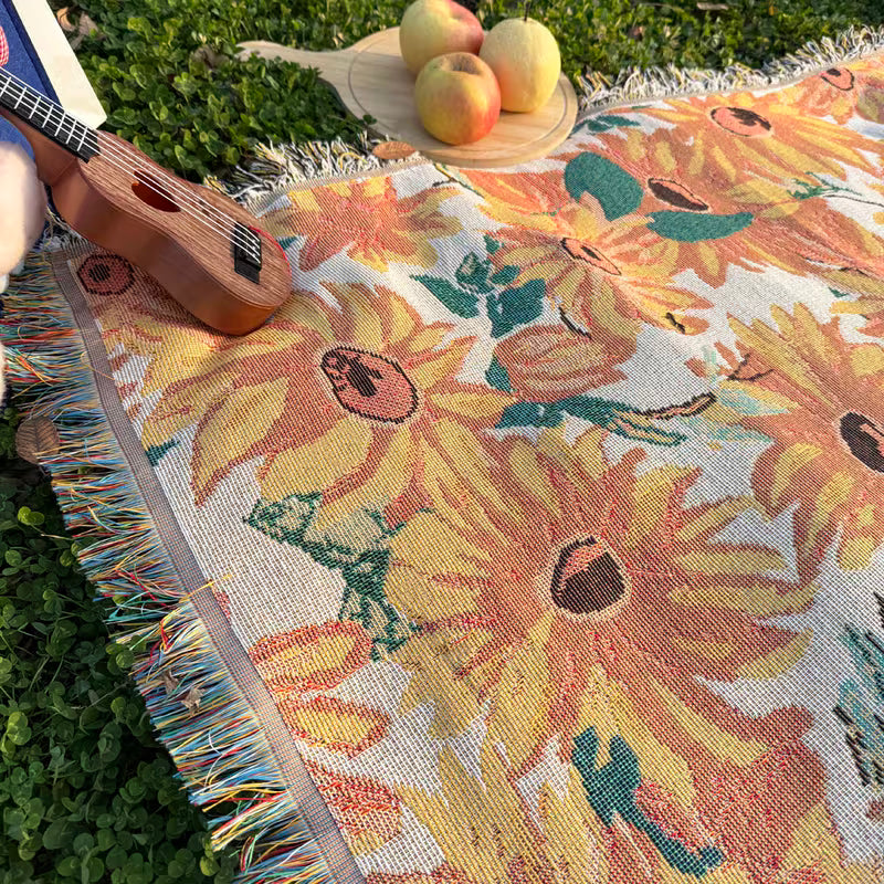 Picknickfilt vattentät med blommönster 180x230 cm