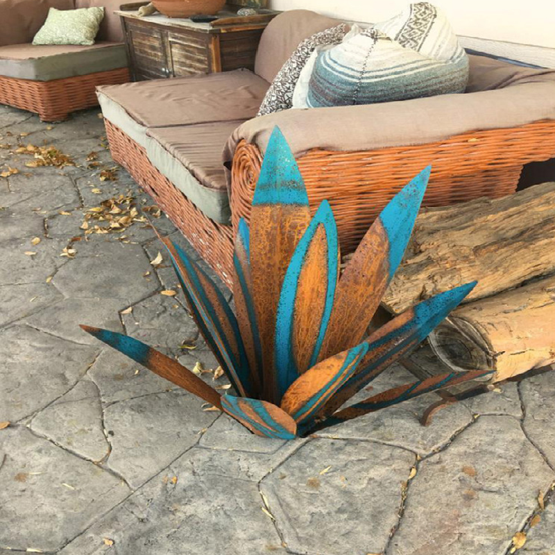 Konstgjord metall Agave växt dekoration trädgårdsprydnad 27-35 cm