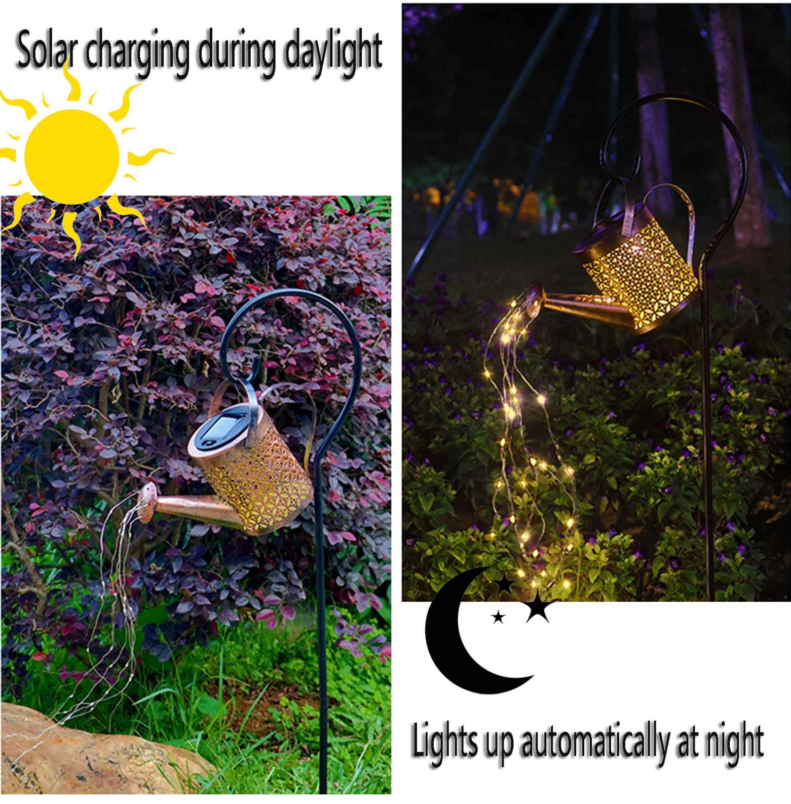 Solcellsdriven LED-trädgårdskanna lampa