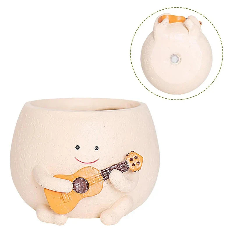 Blomkruka i harts med lekfull smileydesign för inomhusbruk