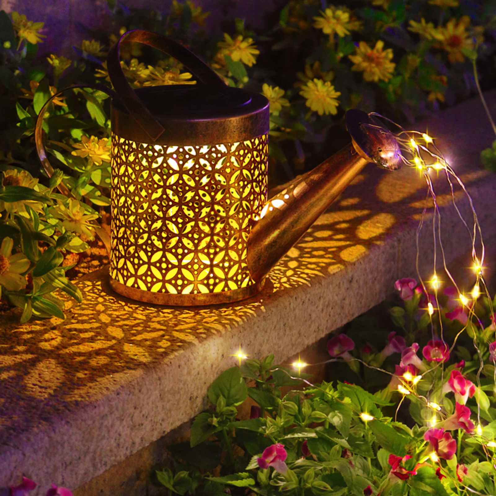 Solcellsdriven LED-trädgårdskanna lampa