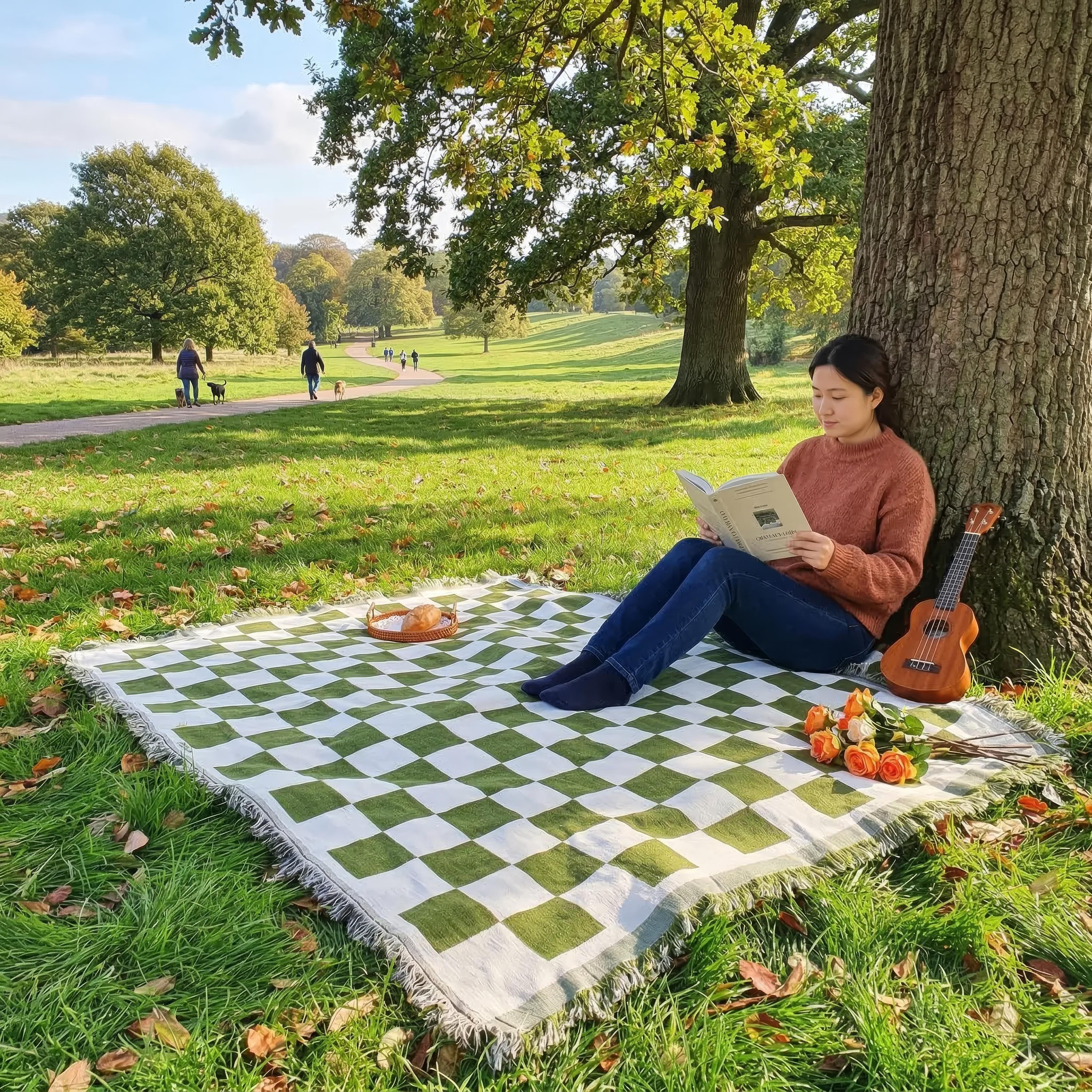 Picknickfilt Mjuk Mikrofiber Rutig Design
