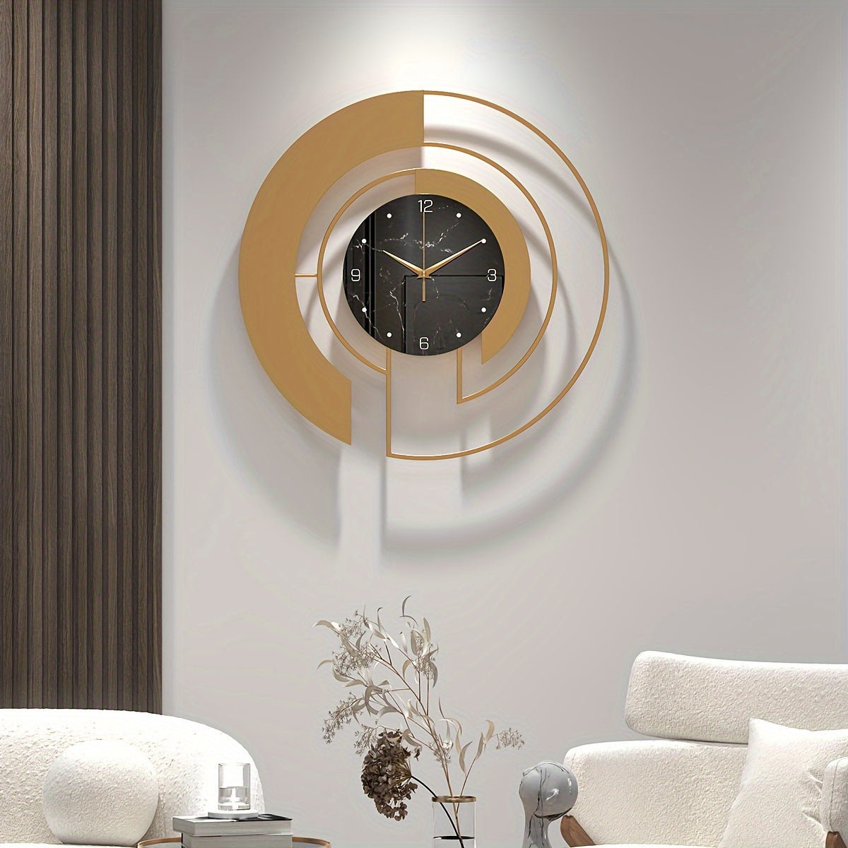 Modern metal väggklocka rund glasdesign tyst rörelse