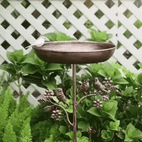 Trädgårdsfågelbad med metallspets vintage kopparutseende
