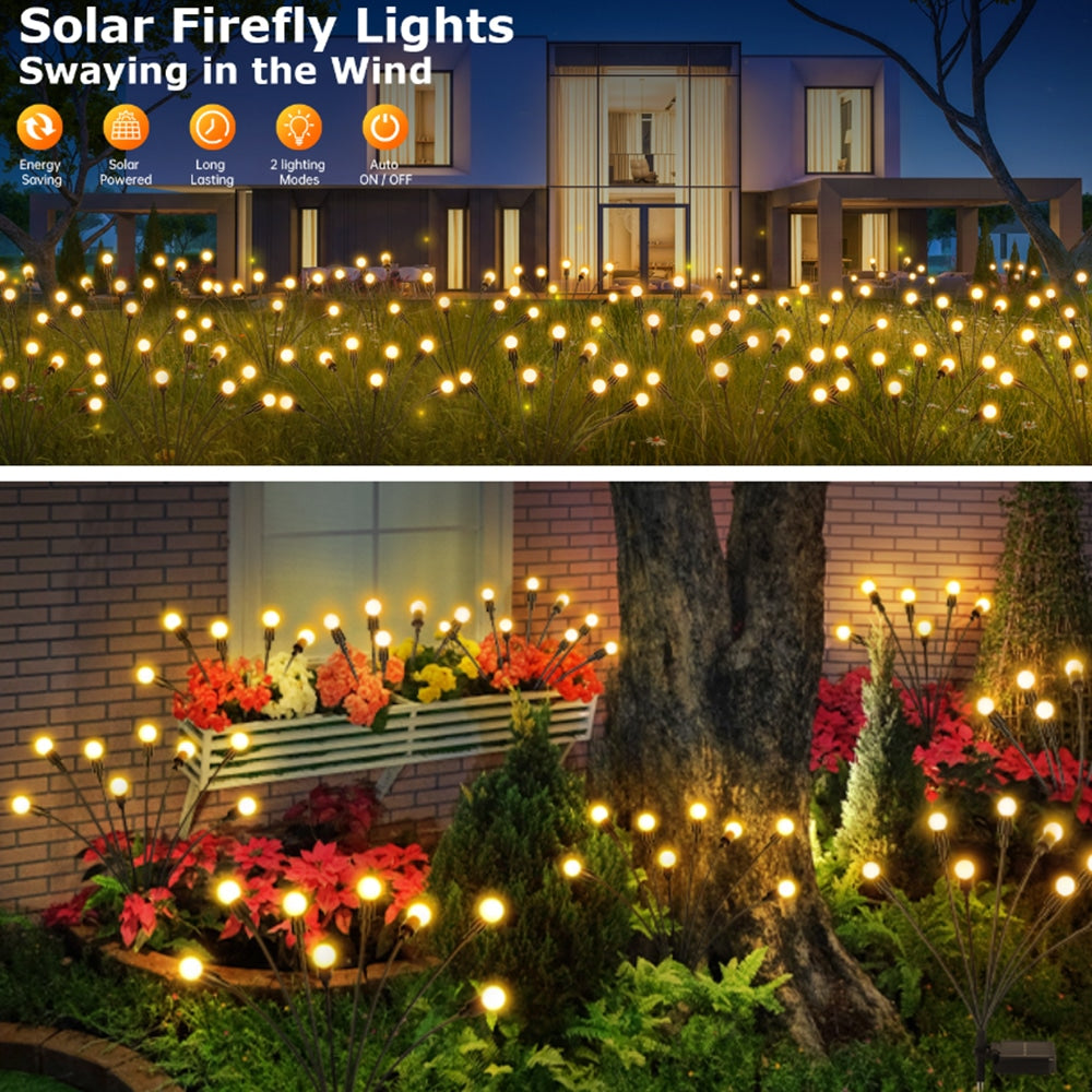 Solcellslampor för trädgård, 2-pack, 70 cm, 6 LED