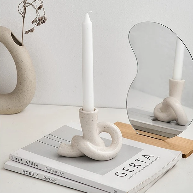 Keramiskt Ljusstake med Knutdesign