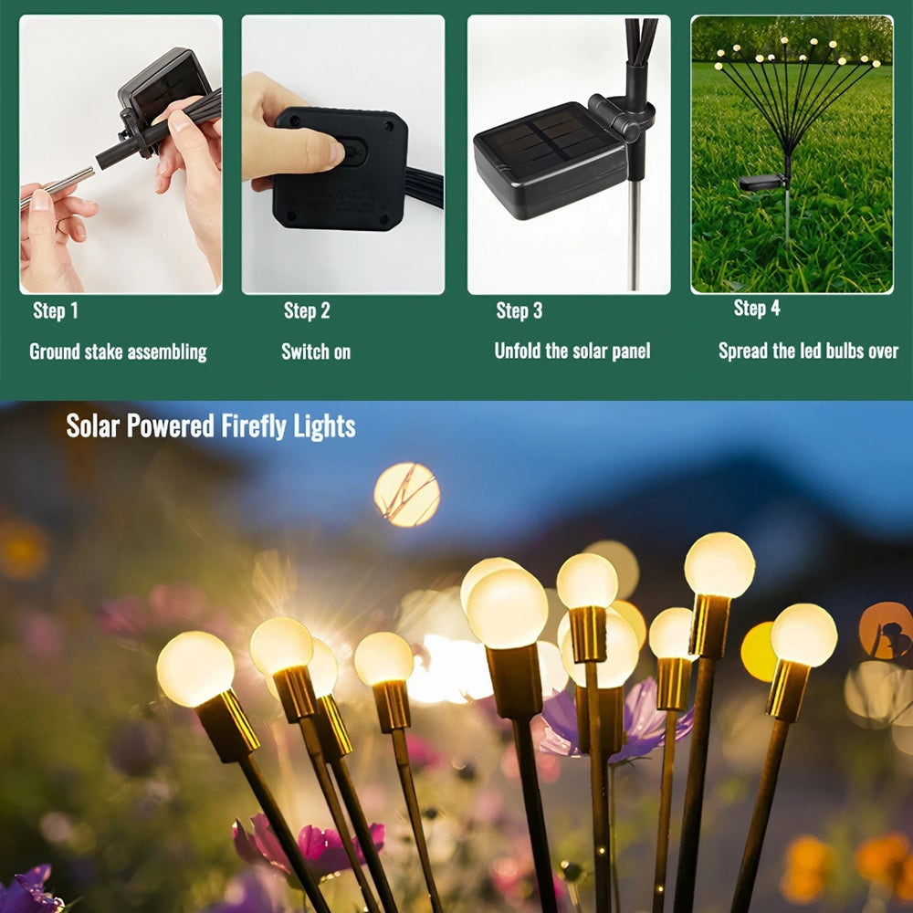 Solcellslampor för trädgård, 2-pack, 70 cm, 6 LED