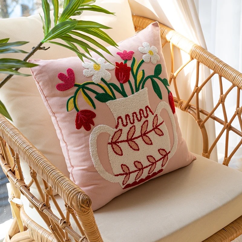 Kuddeöverdrag Broderade Blommor