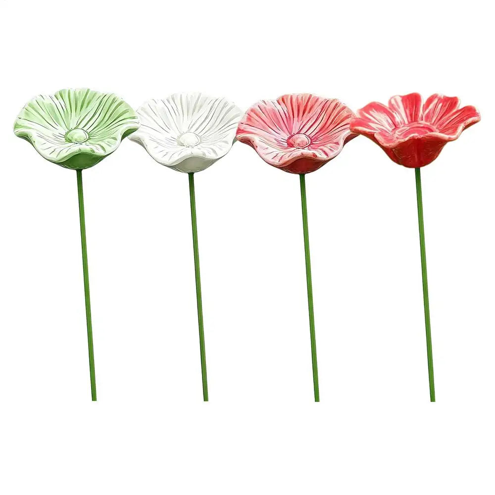 4-pack bietråg med blomdesign och metallspett för uteplats och trädgård