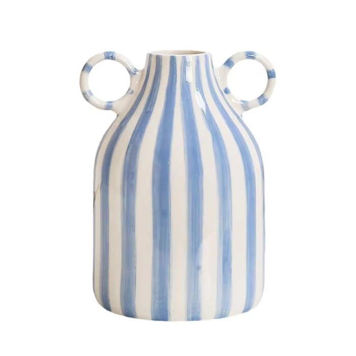 Keramiskt vas med randig design
