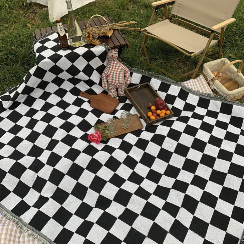 Picknickfilt Mjuk Mikrofiber Rutig Design