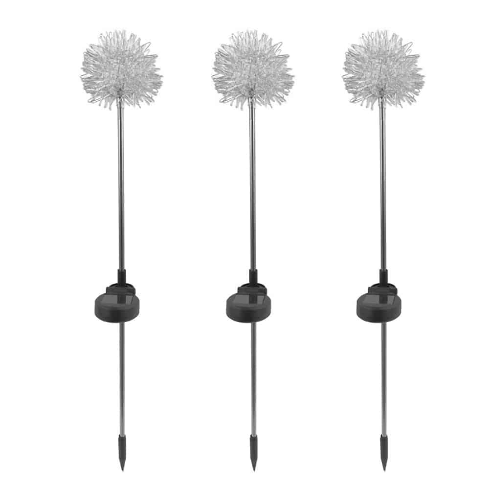 Solcellsdriven LED trädgårdslampa maskros design på pinne