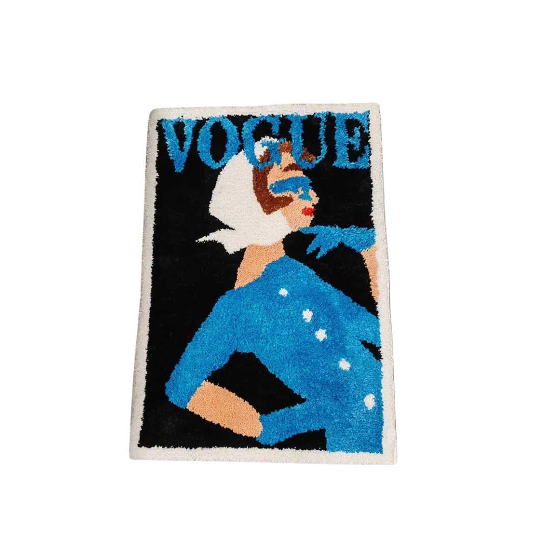 Tuftad polyestermatta med vintage design på ett vardagsrumsgolv