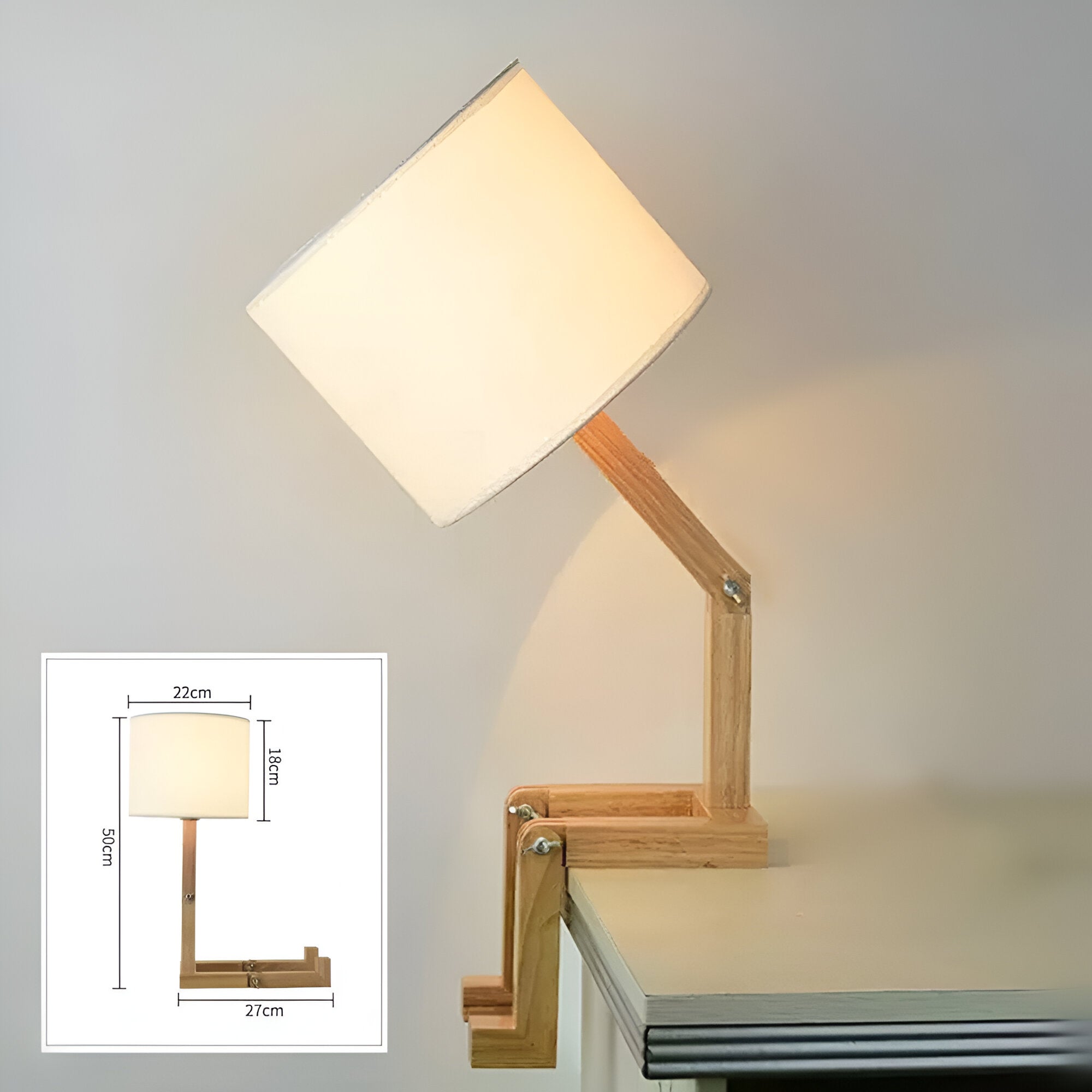 Flexibel WoodMan-Lampa - Skrivbordslampa med Robot i Massivt trä