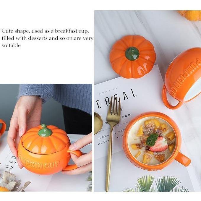 Detaljbild av pumpamuggens dekorativa design och öppning