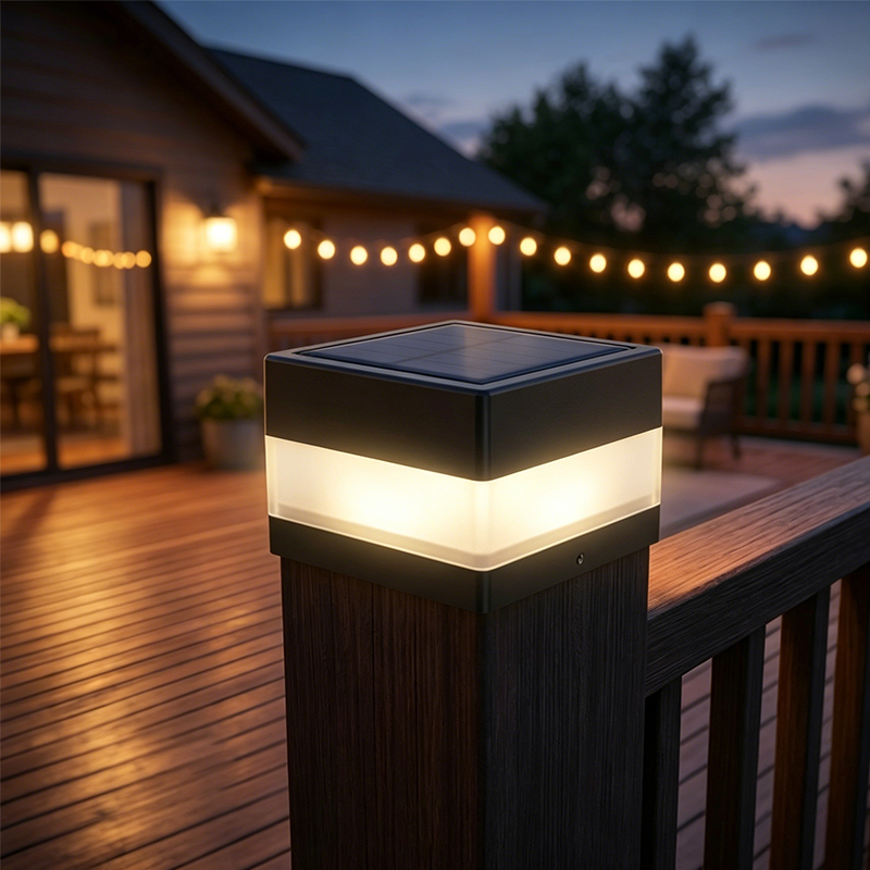 Solarlampa för aluminium- och PVC-stolpar i 7x7 cm