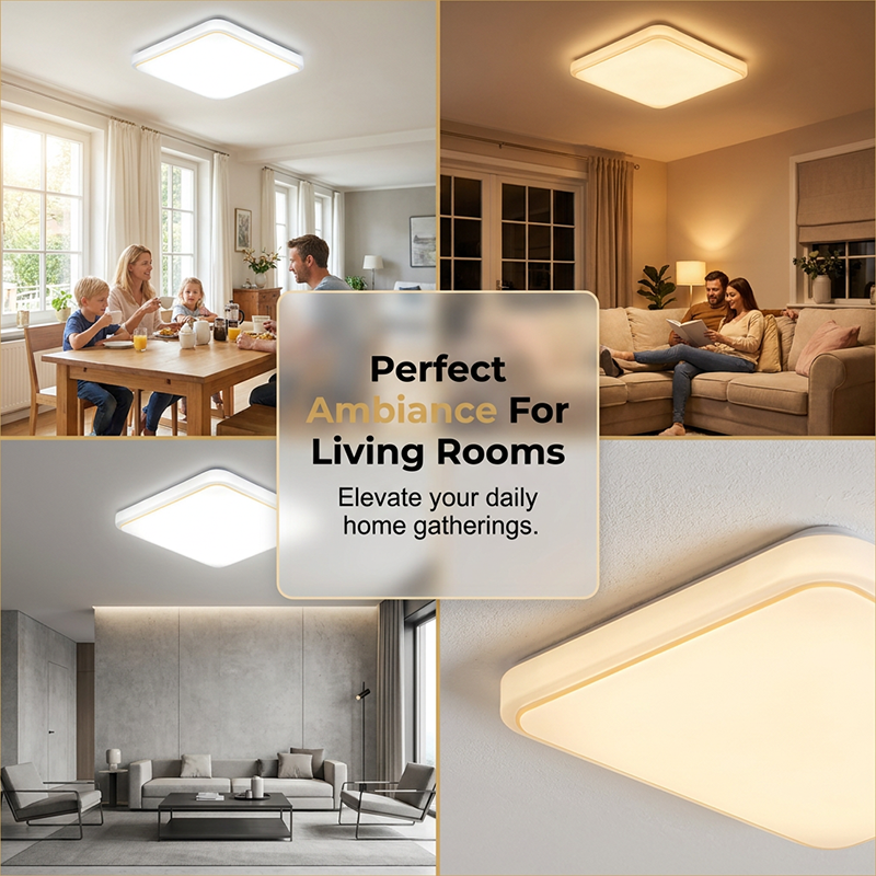 Modern fyrkantig taklampa med integrerad LED-belysning